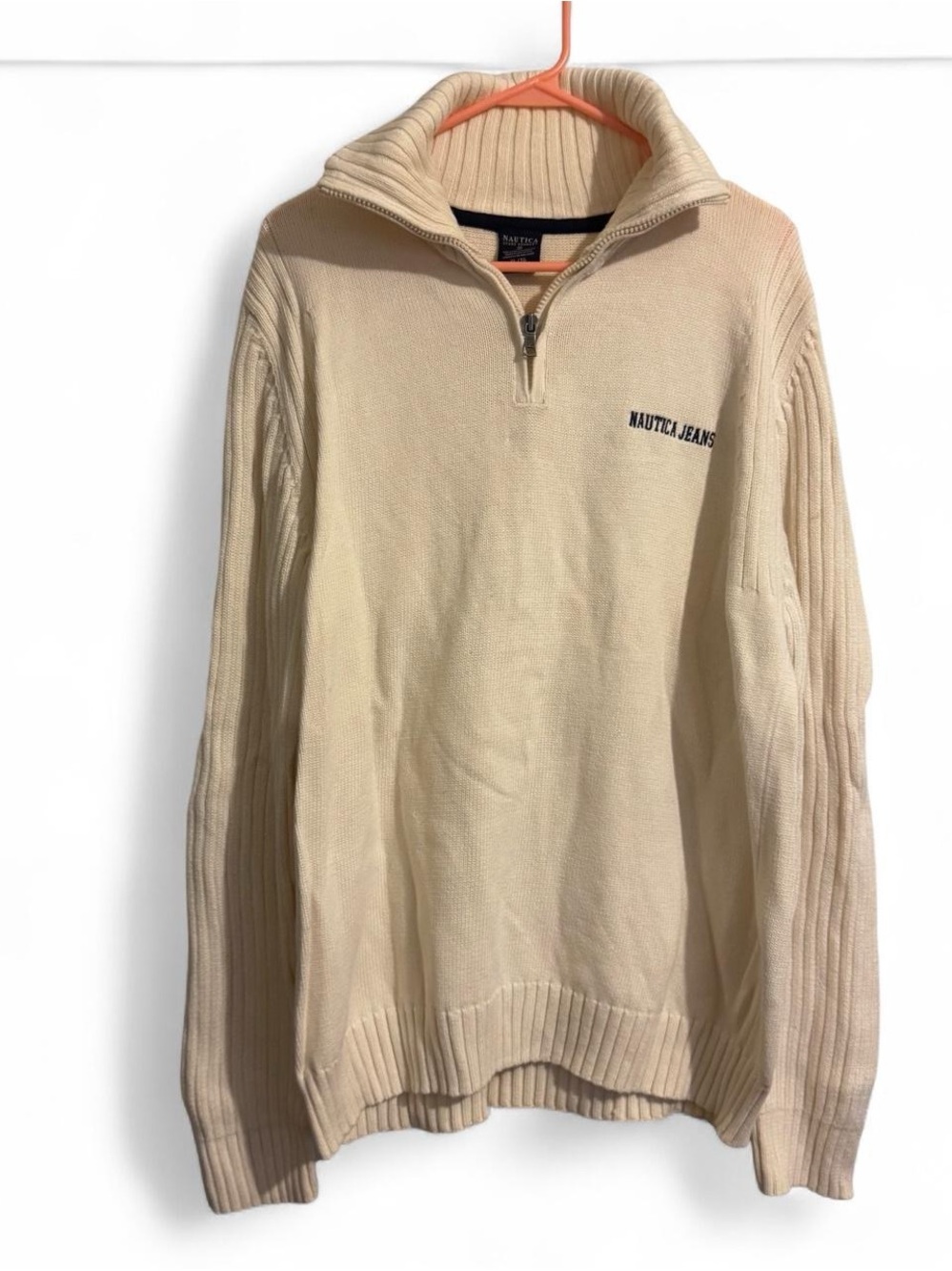 Nautica Cream Zip-Neck Men's Sweater